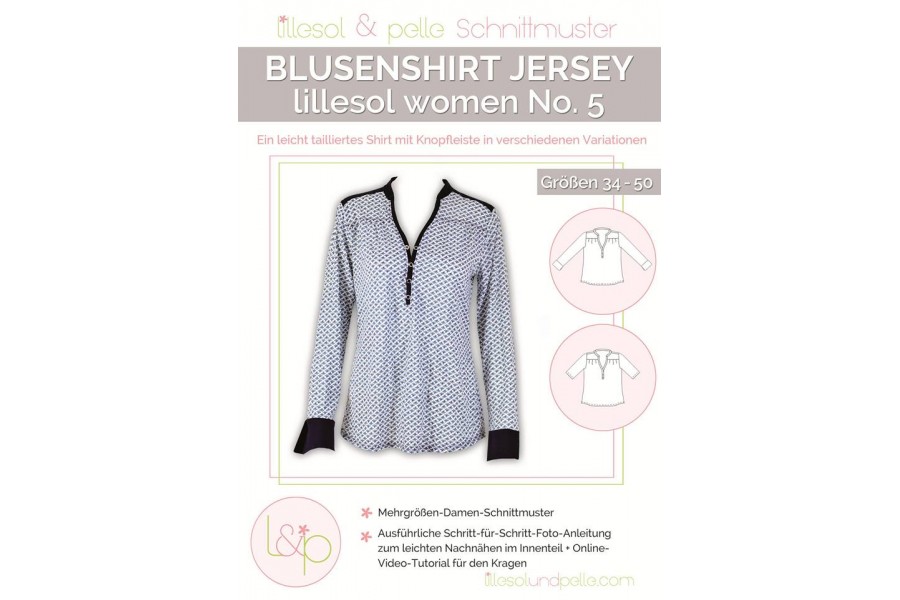 Papierschnittmuster lillesol women No.5 Blusenshirt Jersey Gr. 34-50